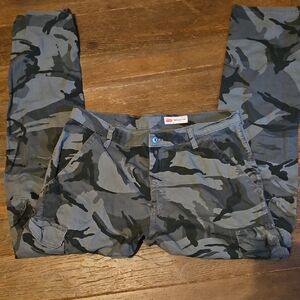 Mens Wrangler Black And Grey Camouflage Regular Taper Pants